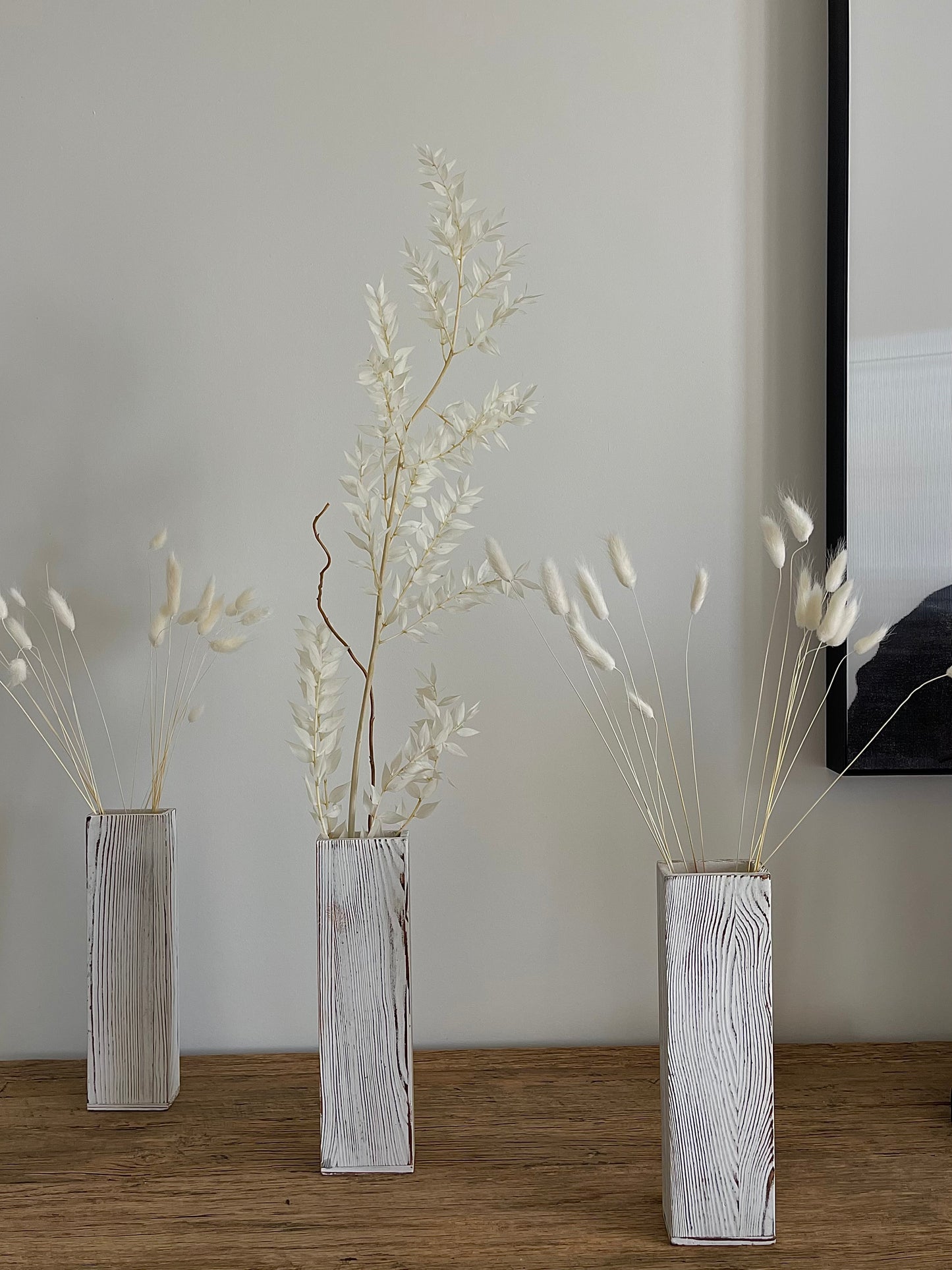 White-Wash Wooden Vase
